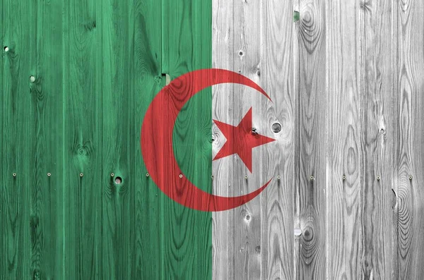 Σημαία Αλγερίας Απεικονίζεται Φωτεινά Χρώματα Χρώμα Παλιό Ξύλινο Τοίχο Από — Φωτογραφία Αρχείου