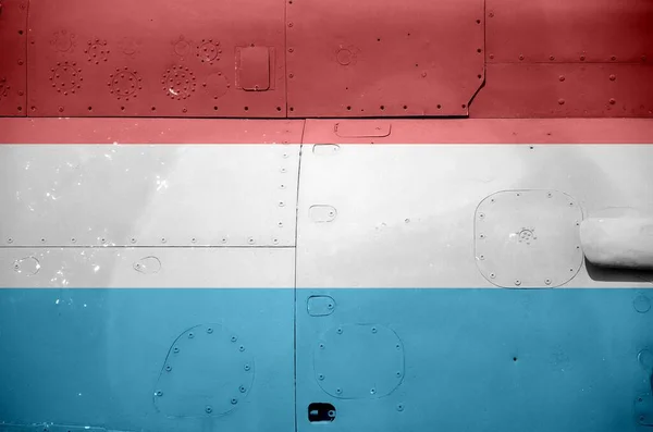 Luxemburg Flagga Avbildas Sidan Del Militär Bepansrad Helikopter Närbild Army — Stockfoto