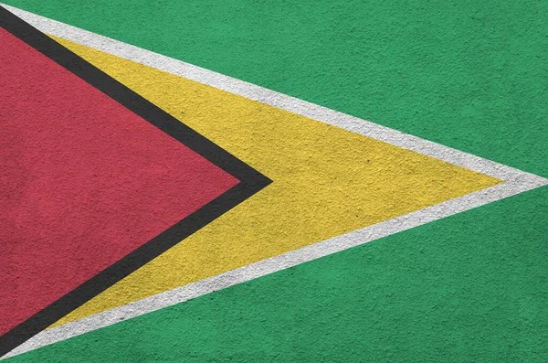 Bandiera Guyana Raffigurato Colori Vivaci Vernice Sul Vecchio Muro Intonacatura — Foto Stock