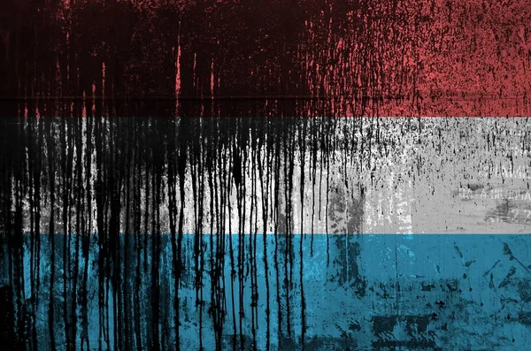Прапор Люксембургу Зображений Кольорах Фарби Старій Брудній Стіні Бочки Мастила — стокове фото