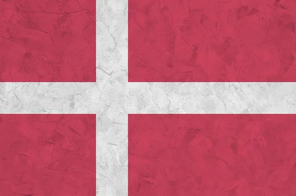 Dánia Zászló Ábrázolt Élénk Festék Színek Régi Megkönnyebbülés Vakolás Fal — Stock Fotó