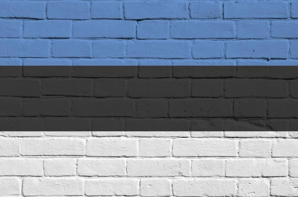Estonia Bandiera Raffigurata Colori Vernice Sul Vecchio Muro Mattoni Vicino — Foto Stock
