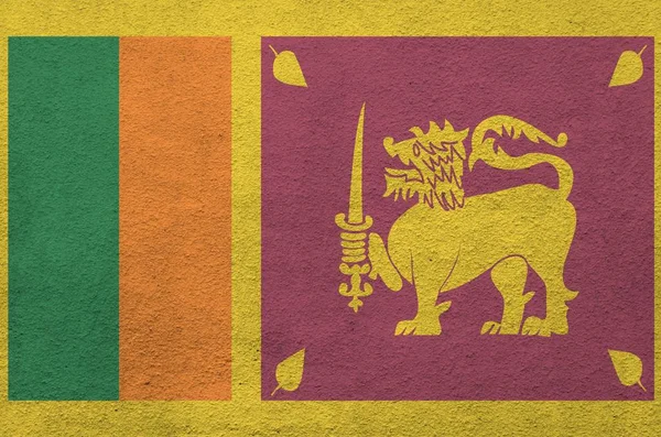 Sri Lanka Bayrağı Eski Kabartma Duvarda Parlak Boya Renkleriyle Resmedilmiş — Stok fotoğraf