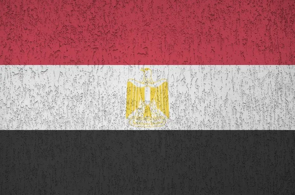 Egypte Vlag Afgebeeld Heldere Verf Kleuren Oude Reliëf Gips Muur — Stockfoto