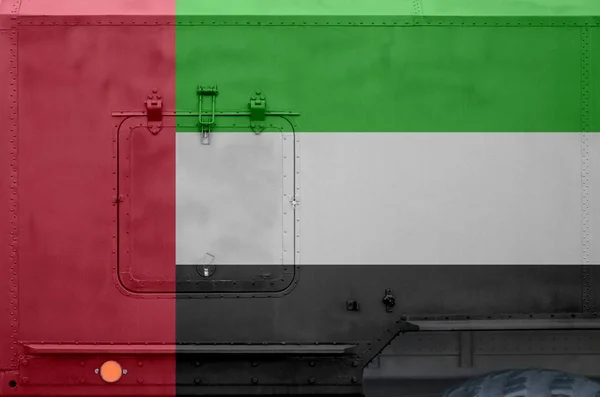 United Arab Emirates Flag Depicted Side Part Military Armored Truck — Stock Photo, Image