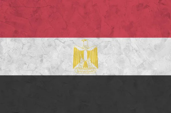 Egypte Vlag Afgebeeld Heldere Verf Kleuren Oude Reliëf Gips Muur — Stockfoto