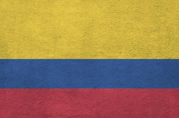 Colombia Vlag Afgebeeld Heldere Verf Kleuren Oude Reliëf Gips Muur — Stockfoto