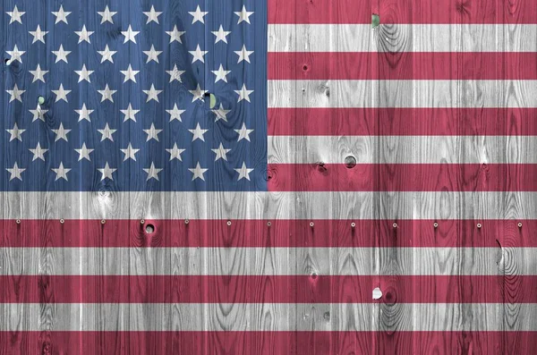Vereinigte Staaten Von Amerika Flagge Hellen Farben Auf Alten Hölzernen — Stockfoto