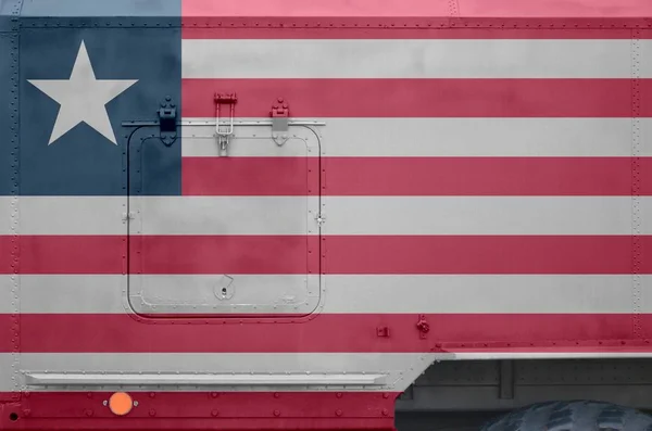 Liberia Flagge Auf Einem Teil Eines Gepanzerten Militärlastwagens Großaufnahme Armee — Stockfoto