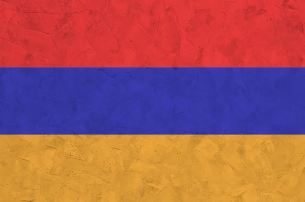 Steagul Armeniei Înfățișat Culori Luminoase Vopsea Peretele Vechi Tencuială Relief — Fotografie, imagine de stoc