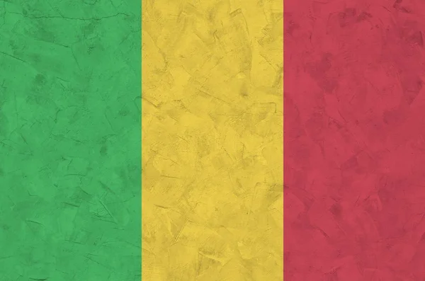 Mali Flag Depicted Bright Paint Colors Old Relief Plastering Wall — Stock Photo, Image