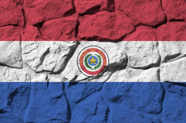 Парагвайский Флаг Изображен Красках Старой Каменной Стене Крупным Планом Текстурированный — стоковое фото