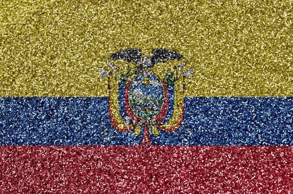 Ecuador flag depicted on many small shiny sequins. Colorful festival background for disco party
