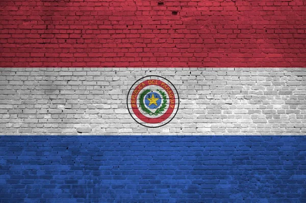 Парагвайский Флаг Изображен Красках Старой Кирпичной Стене Крупным Планом Текстурированный — стоковое фото