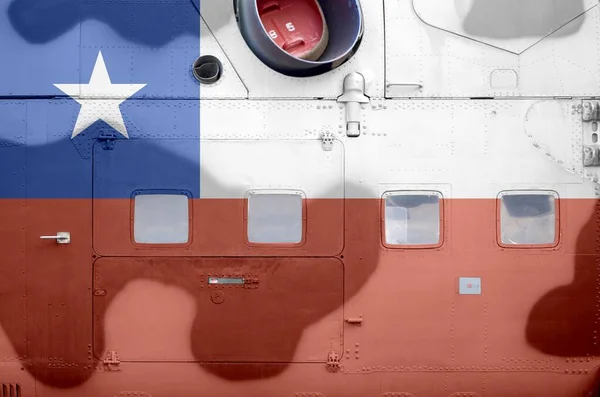 Bandeira Chile Retratada Parte Lateral Helicóptero Blindado Militar Perto Exército — Fotografia de Stock