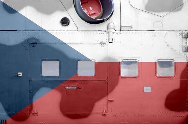 Чеський Прапор Зображений Стороні Військового Броньованого Вертольота Зблизька Військові Сили — стокове фото