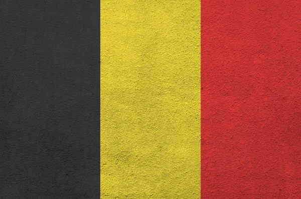 Belgium Zászló Ábrázolt Élénk Festék Színek Régi Megkönnyebbülés Vakolás Fal — Stock Fotó