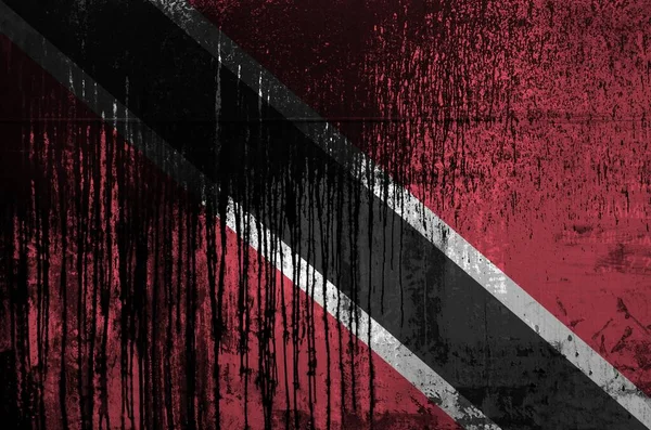 Bandiera Trinidad Tobago Raffigurata Colori Vernice Vecchie Sporche Pareti Olio — Foto Stock