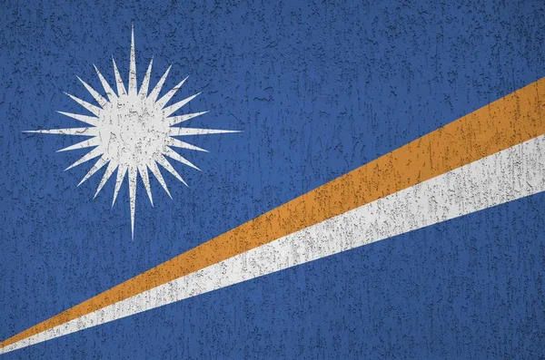 Marshallöarna Flagga Avbildad Ljusa Färg Färger Gamla Relief Putsning Vägg — Stockfoto