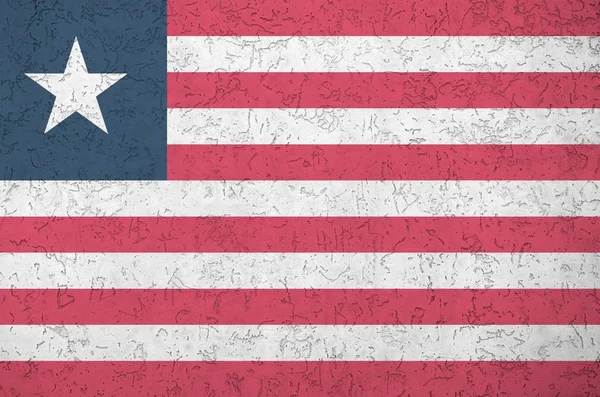 Bandera Liberia Representada Colores Pintura Brillantes Antigua Pared Yeso Relieve —  Fotos de Stock