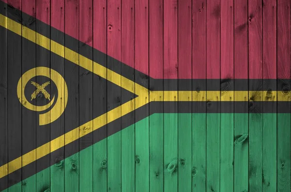 Bandera Vanuatu Representada Colores Pintura Brillantes Vieja Pared Madera Cerca — Foto de Stock