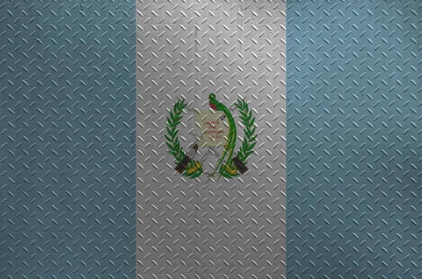 Flaga Gwatemali Przedstawiona Kolorach Farby Starej Szczotkowanej Metalowej Płycie Lub — Zdjęcie stockowe