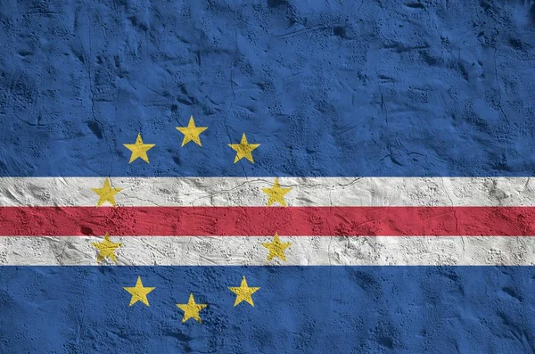 Cabo Verde Flagga Skildras Ljusa Färg Färger Gamla Relief Putsning — Stockfoto