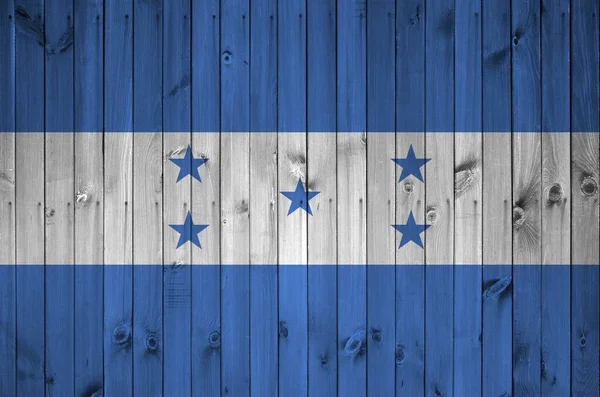 Флаг Гондураса Изображен Ярких Красках Старой Деревянной Стене Вблизи Текстурированный — стоковое фото