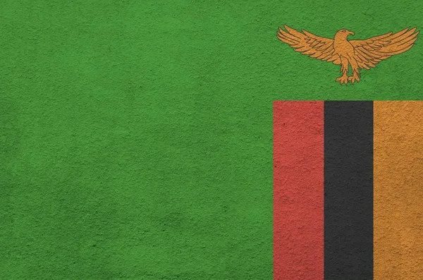 Bandiera Zambia Raffigurato Colori Vivaci Vernice Sul Vecchio Muro Intonacatura — Foto Stock