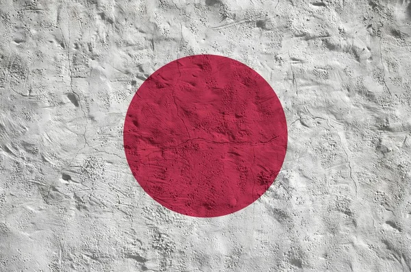 Bandeira Japão Retratada Cores Tinta Brilhantes Parede Reboco Alívio Antigo — Fotografia de Stock