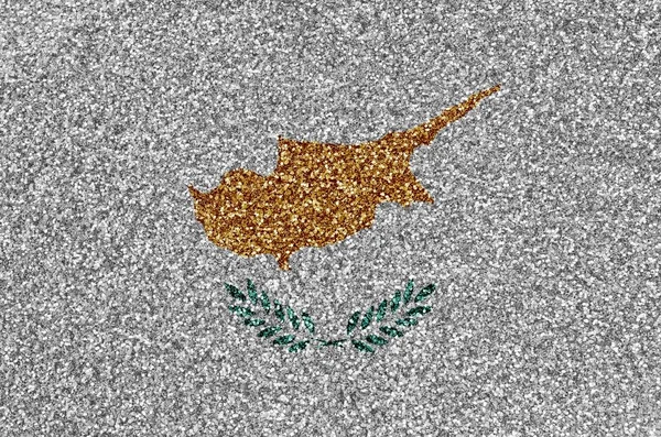 Bandiera Cipro Raffigurato Molte Piccole Paillettes Lucide Colorato Sfondo Del — Foto Stock