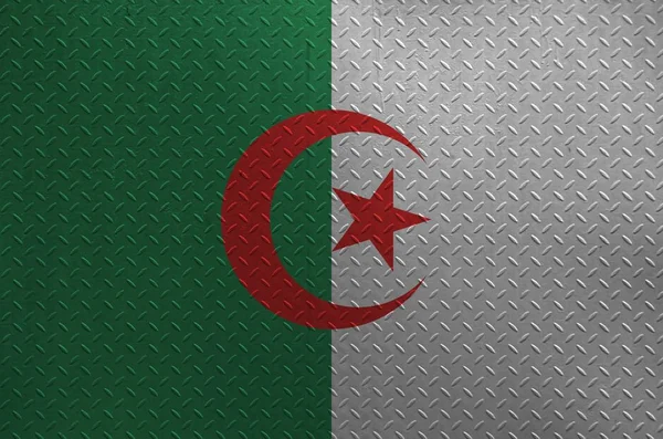 Algéria Zászlót Ábrázolt Festék Színek Régi Ecset Fém Lemez Vagy — Stock Fotó