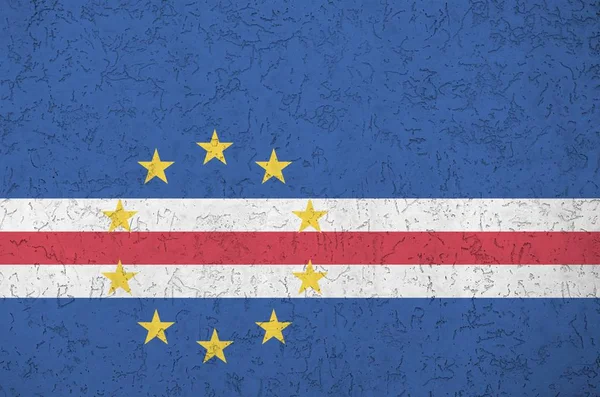Cabo Verde Flagga Skildras Ljusa Färg Färger Gamla Relief Putsning — Stockfoto
