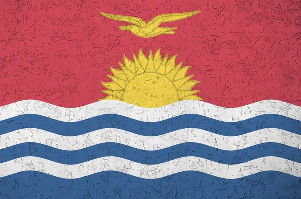 Drapeau Kiribati Représenté Dans Des Couleurs Vives Peinture Sur Vieux — Photo