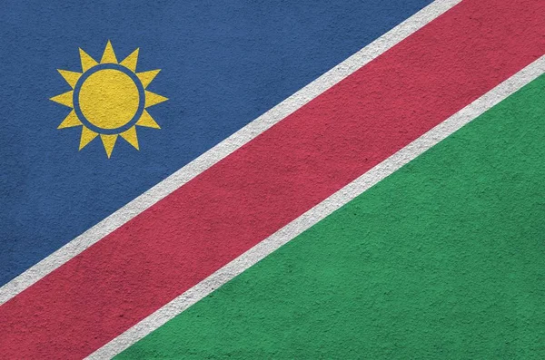 Namibia Flag Depicted Bright Paint Colors Old Relief Plastering Wall — Stock Photo, Image