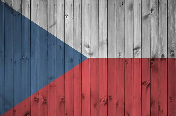 Czeska Flaga Przedstawiona Jasnych Kolorach Farby Starych Drewnianych Ścianach Bliska — Zdjęcie stockowe