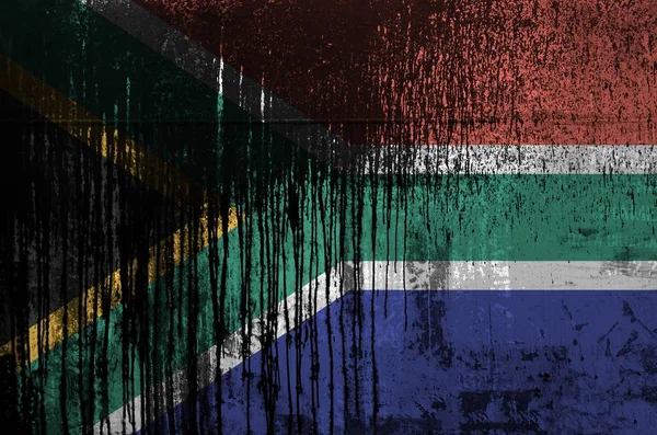 남아프리카 공화국의 국기는 더러운 기름통 색을칠 것으로 묘사되어 배경에 길들여진 — 스톡 사진
