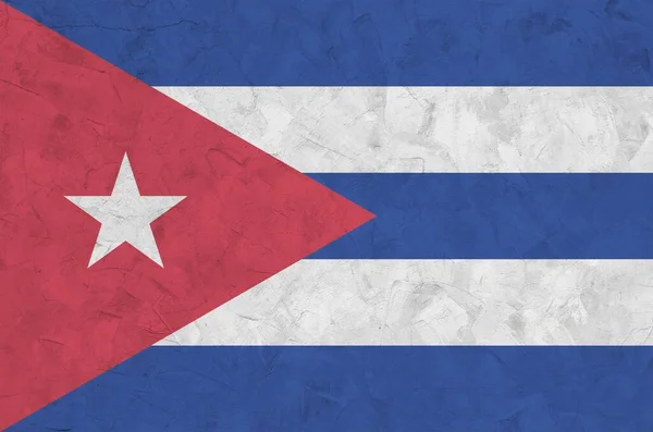 Küba Bayrağı Eski Kabartma Duvarda Parlak Boya Renkleriyle Resmedilmiş Kabataslak — Stok fotoğraf