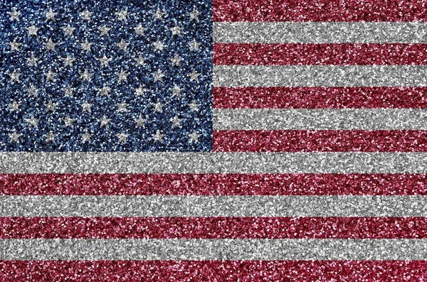 Amerikaanse Vlag Afgebeeld Vele Kleine Glimmende Lovertjes Kleurrijke Festival Achtergrond — Stockfoto