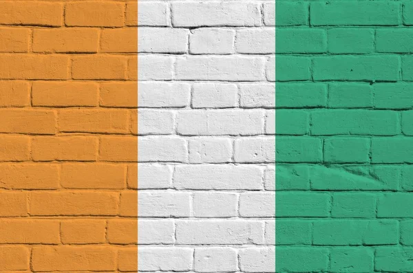 Ivory Coast Flag Depicted Paint Colors Old Brick Wall Close — Stock Photo, Image