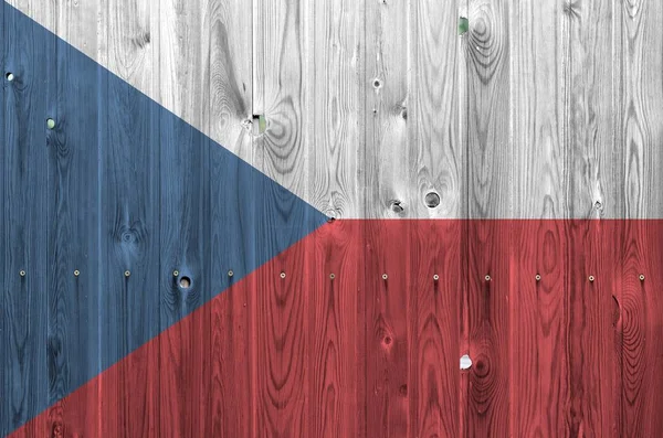 Чешский Флаг Изображен Ярких Красках Старой Деревянной Стене Крупным Планом — стоковое фото