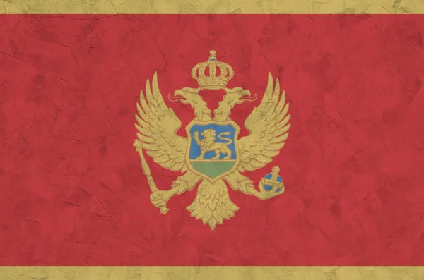 Montenegro Flag Depicted Bright Paint Colors Old Relief Plastering Wall — Stock Photo, Image