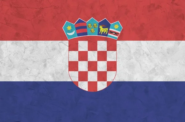 Drapeau Croatie Représenté Dans Des Couleurs Vives Peinture Sur Vieux — Photo