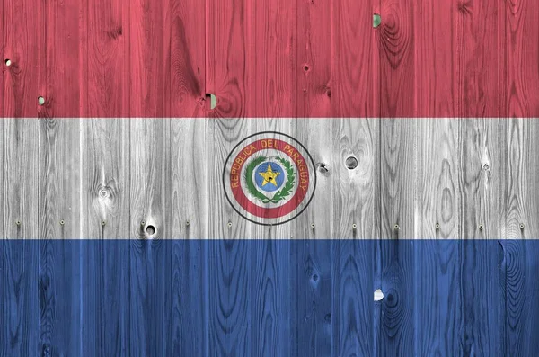 Парагвайський Прапор Зображений Яскравими Кольорами Фарби Старій Дерев Яній Стіні — стокове фото