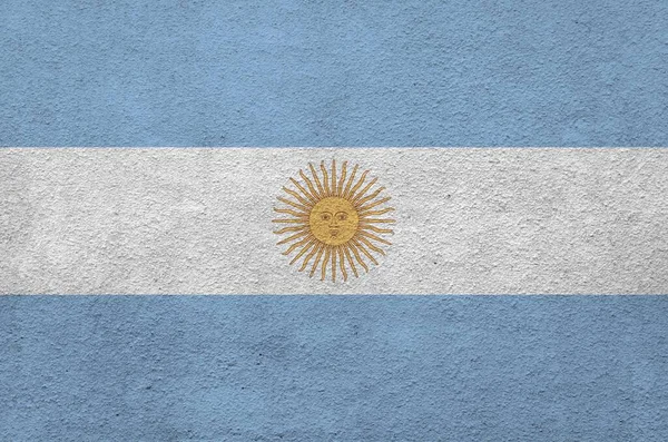 Argentinië Vlag Afgebeeld Heldere Verf Kleuren Oude Reliëf Gips Muur — Stockfoto