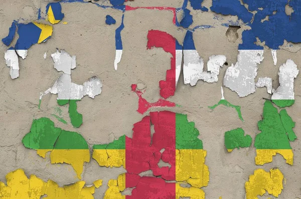 Bandeira República Centro Africana Retratada Cores Tinta Antiga Parede Concreto — Fotografia de Stock