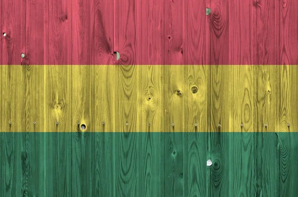 Bandera Bolivia Representada Colores Pintura Brillantes Vieja Pared Madera Cerca — Foto de Stock