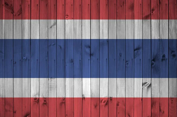 Bandera Tailandia Representada Colores Pintura Brillantes Vieja Pared Madera Cerca — Foto de Stock