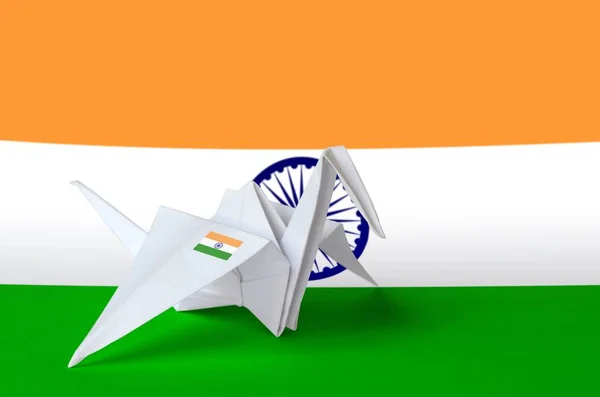 Індійський Прапор Зображений Паперовому Крилі Орігамі Східне Мистецтво Ручної Роботи — стокове фото