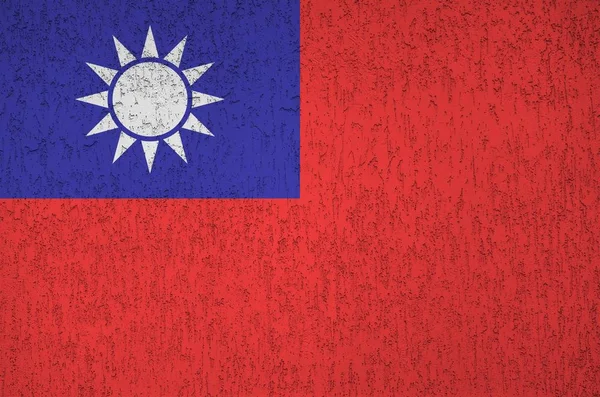 Bandera Taiwán Representada Colores Pintura Brillantes Antigua Pared Yeso Relieve — Foto de Stock